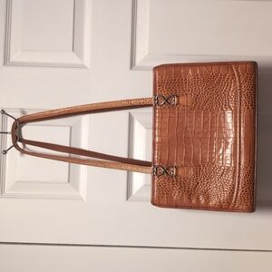 Vintage Brighton Genuine Leather Crocodile Print Shoulder Bag